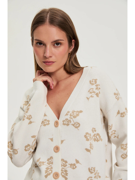 Moodo Bež kardigan s cvjetnim uzorkom Moodo