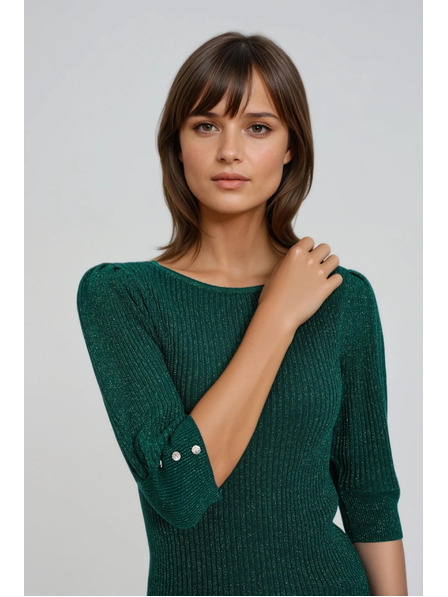 Moodo Zeleni džemper s napuhnutim rukavima Moodo