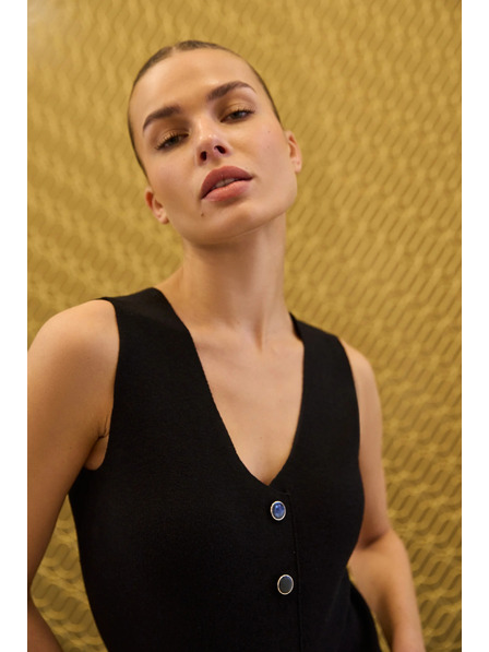 Moodo Pleteni crni prsluk Moodo