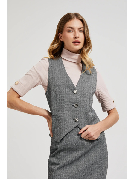 Moodo Elegantni prsluk sivi sa srebrnim gumbima Moodo