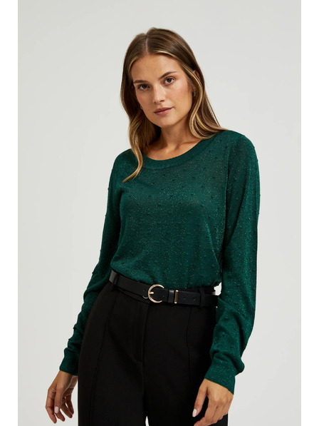 Moodo Džemper dugih rukava ukrašen metalnom niti zelene boje Moodo