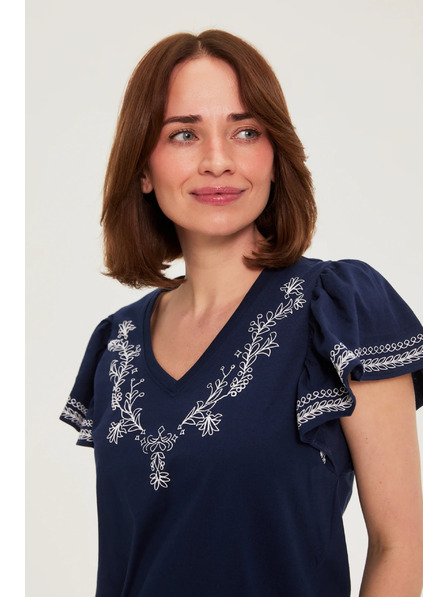 Moodo Pamučna bluza s printom tamno plava Moodo