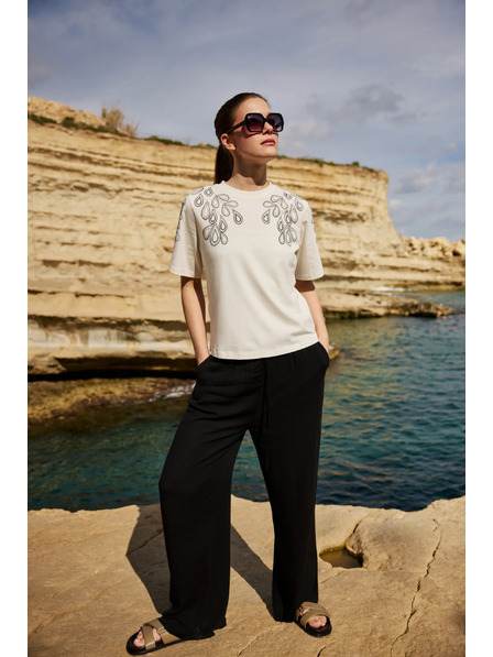 Moodo Pamučna bluza s printom bijela Moodo