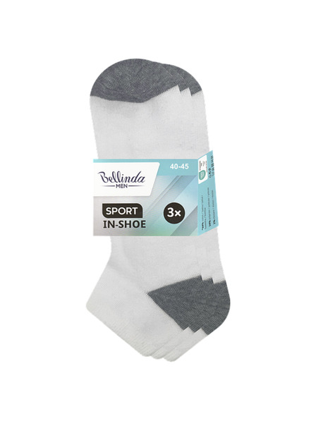 Bellinda SPORT MEN IN-SHOE 3x - Muške čarape za gležanj 3 para - bijela