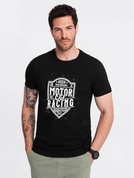 Ombre Clothing Crna muška majica s Ombre Clothing printom