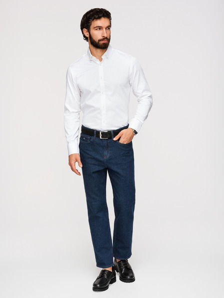 Ombre Clothing Muška klasična košulja SLIM FIT od satenske tkanine - bijela V1 OM-SHOS-0211 Ombre Clothing