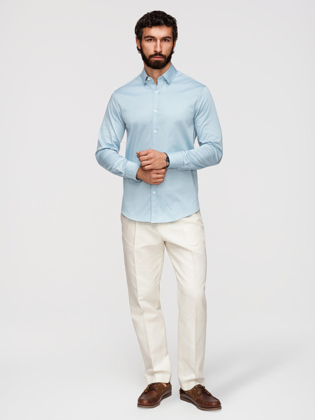 Ombre Clothing Muška klasična košulja SLIM FIT od satenske tkanine - plava V2 OM-SHOS-0211 Ombre Clothing