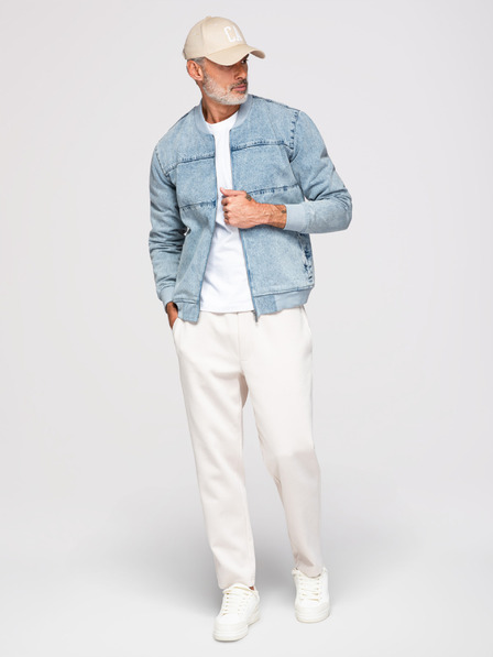 Ombre Clothing Muška traper bomber jakna s efektom pranja kamena - svijetloplava V3 OM-JADJ-0163 Ombre odjeća