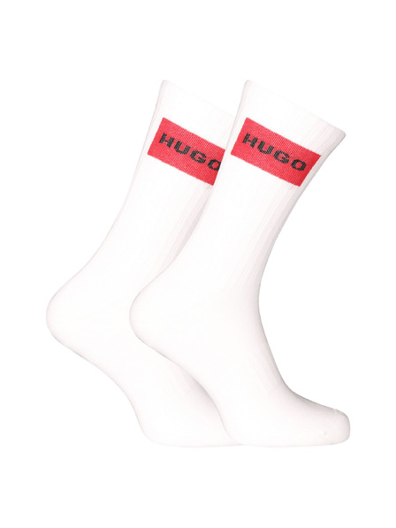 HUGO Set od dva - čarape Hugo visoke bijele