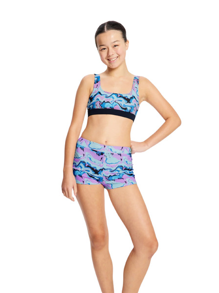 Modibodi Djevojčji kupaći kostim Modibodi Performance Reversible Crop Top Marble Blue gornji dio
