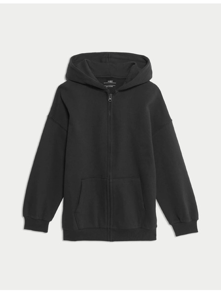 Marks & Spencer Jednobojni hoodie s kapuljačom i visokim udjelom pamuke (6–16 godina) Marks & Spencer crna