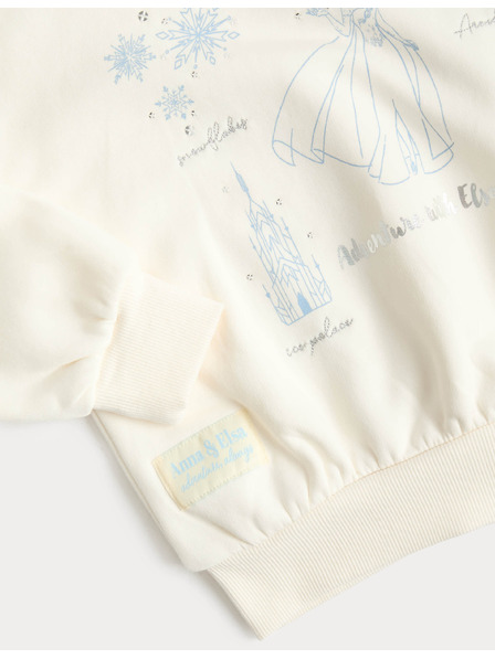 Marks & Spencer Dukserica s motivom Disney Ledeno kraljevstvo™ i visokim udjelom pamuka (2–8 godina) Marks & Spencer kremasta