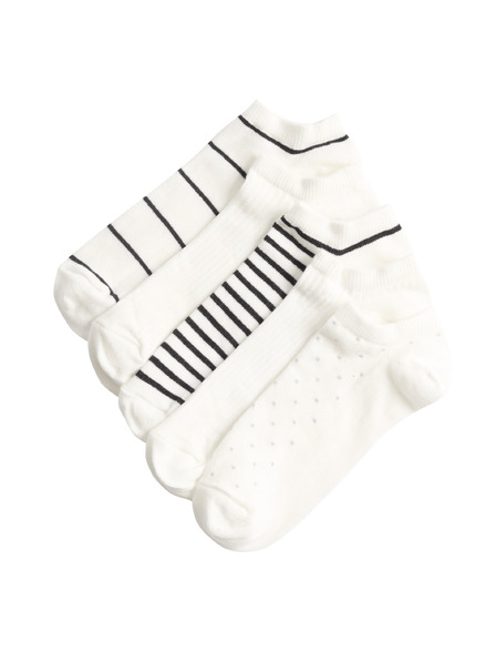 Marks & Spencer Uzorane kratke čarape Trainer Liners™, s visokim udjelom pamuka, set 5 pari Marks & Spencer crna