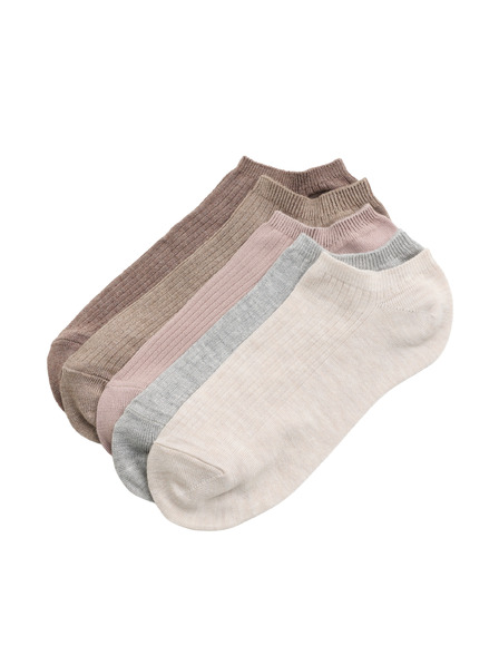 Marks & Spencer Pakiranja 5 super mekih rebrenih kratkih čarapa Trainer Liners™ Marks & Spencer bež