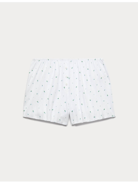 Marks & Spencer Heklani pidžama šorc s cvjetnim motivom, od čistog pamuka Marks & Spencer bijela