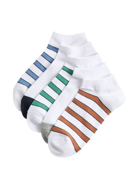 Marks & Spencer Kratke prugaste čarape Trainer Liners™ s tehnologijom Cool & Fresh™ i visokim udjelom pamuka, set od 5 pari Marks & Spencer bijela