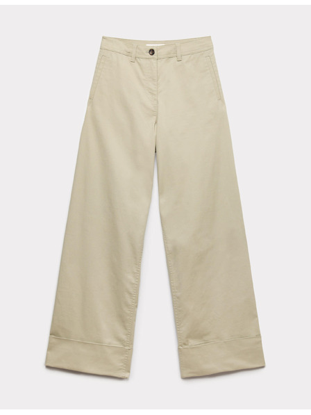 Marks & Spencer Chino hlače sa širokima nogavicama i preklop džepovima, s visokim udjelom pamuka Marks & Spencer zelena