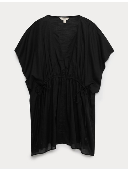 Marks & Spencer Kaftan mini haljina od čiste pamuke s ukrasnim vezivanjem Marks & Spencer crna