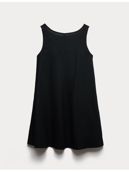 Marks & Spencer Slobodne mini haljine s ovalnim izrezom i visokim udjelom lana Marks & Spencer crna