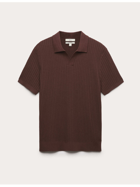 Marks & Spencer Polo majica s rebrasta teksturom, košuljskim vratom, s visokim udjelom pamuka Marks & Spencer smeđa