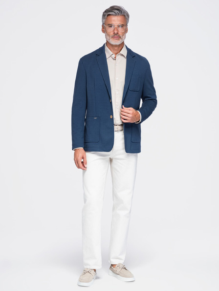 Ombre Clothing Muška slim sako SLIM od pletenine s finom strukturom – plava V6 M165 Ombre Clothing