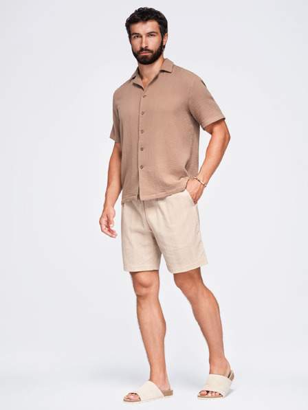 Ombre Clothing Muške strukturirane pamucne kratke hlače – svetlo braon V1 OM-SRCS-0209 Ombre Clothing