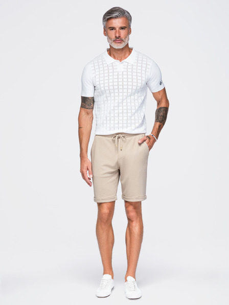 Ombre Clothing Viskozne muške kratke hlače s elastičnom strukom – bež V3 OM-SRCS-0206 Ombre Clothing