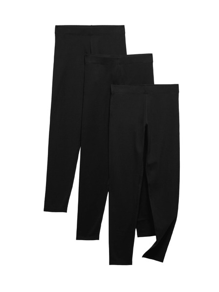 Marks & Spencer Jednobojna leggings sa uzorkom, s visokim udjelom pamuka (6–16 godina), 3 kom Marks & Spencer crna