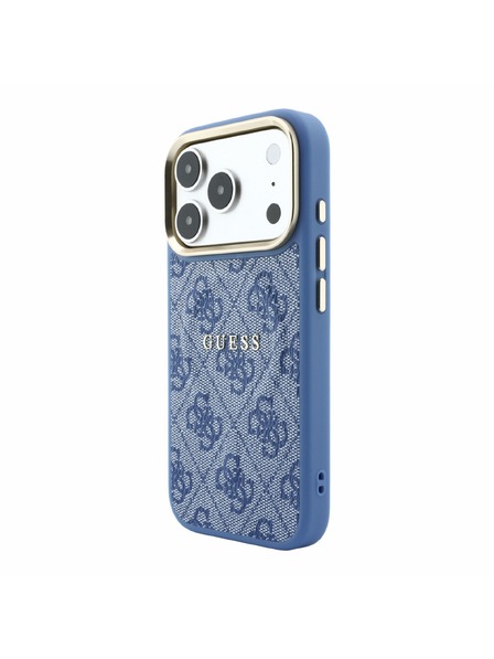 Guess Guess PU Leather 4G Gold Frame Embossed MagSafe Stražnji poklopac za iPhone 18 Pro Max Blue