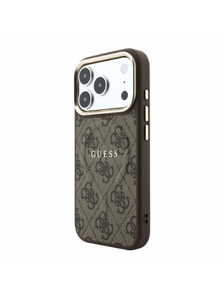 Guess Guess PU Leather 4G Gold Frame Embossed MagSafe Stražnji poklopac za iPhone 18 Pro Max Brown