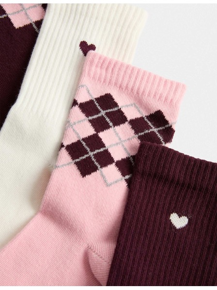 Marks & Spencer Set od 4 para čarapa do gležnja s visokim udjelom pamuka i geometrijskim uzorkom Marks & Spencer crvena
