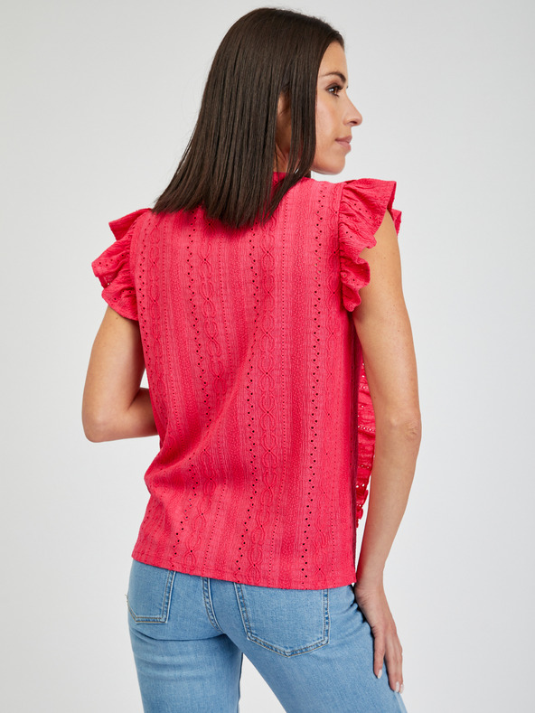 Orsay Tamno roza ženska majica s volanima ORSAY