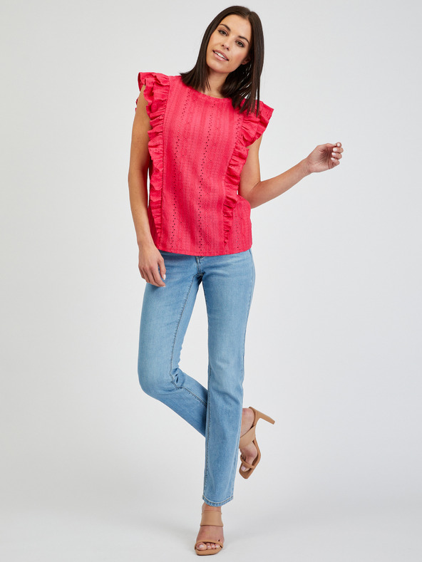 Orsay Tamno roza ženska majica s volanima ORSAY