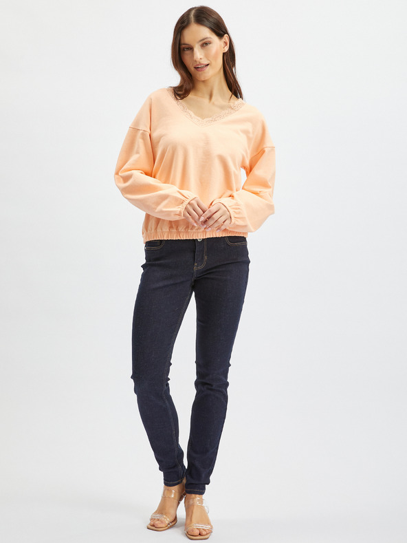 Orsay Ženska sportska majica boje marelice s čipkom ORSAY