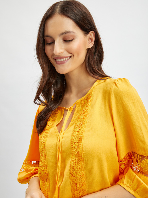 Orsay Narančasta ženska bluza s čipkom ORSAY