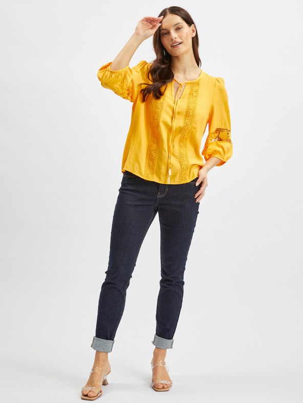 Orsay Narančasta ženska bluza s čipkom ORSAY