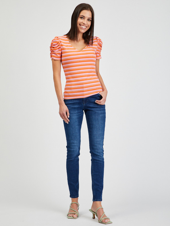 Orsay Ružičasto-narančasta ženska prugasta majica ORSAY