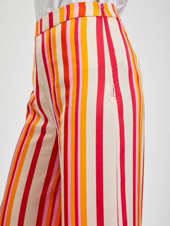 Orsay Crveno-žute ženske široke hlače na pruge ORSAY