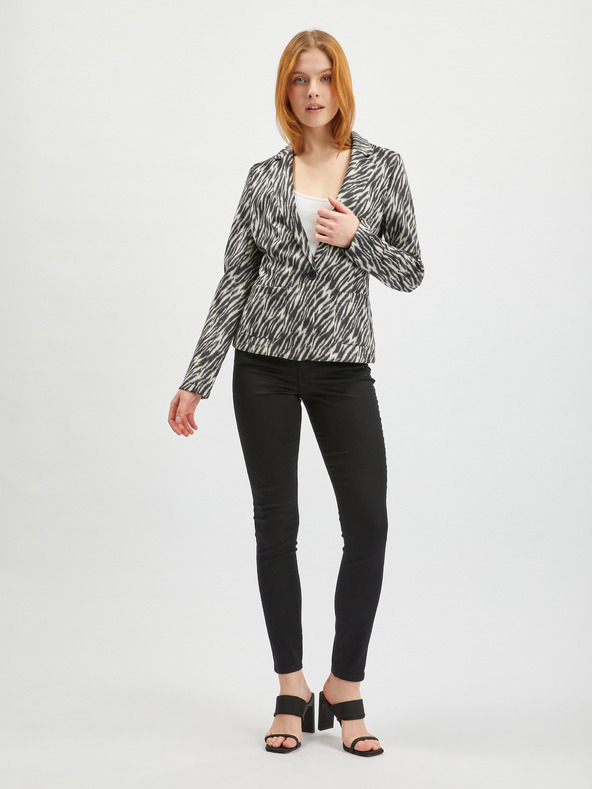 Orsay Bijelo-crni ženski sako od brušene kože s uzorkom ORSAY