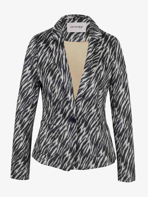 Orsay Bijelo-crni ženski sako od brušene kože s uzorkom ORSAY