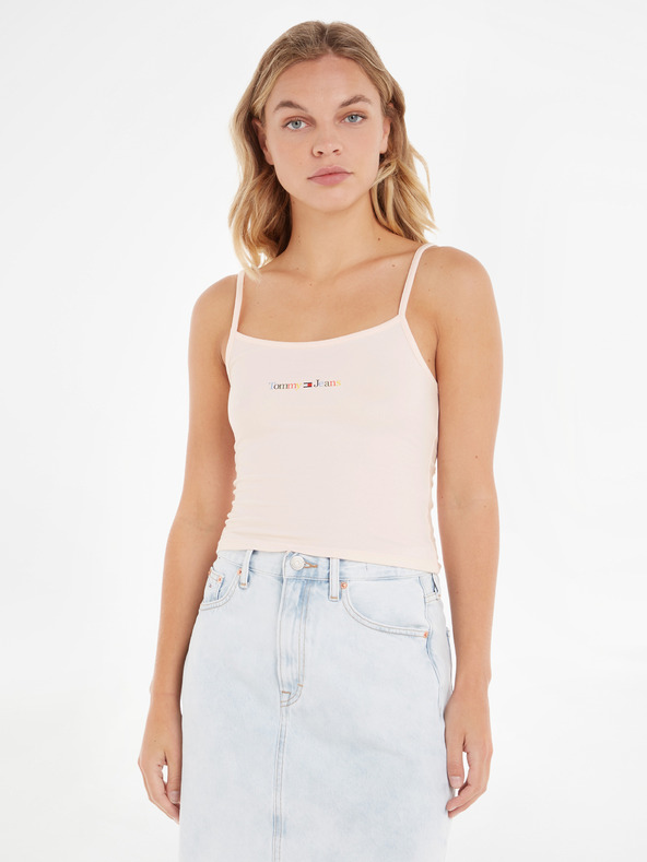 Tommy Jeans Linear Strap Top Majica bez rukava ružičasta