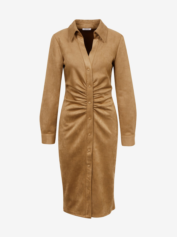 Orsay Smeđa ženska uska haljina od brušene kože ORSAY