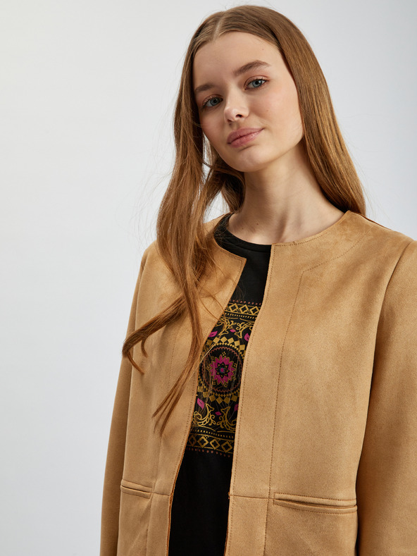 Orsay Svjetlosmeđi ženski sako od brušene kože ORSAY