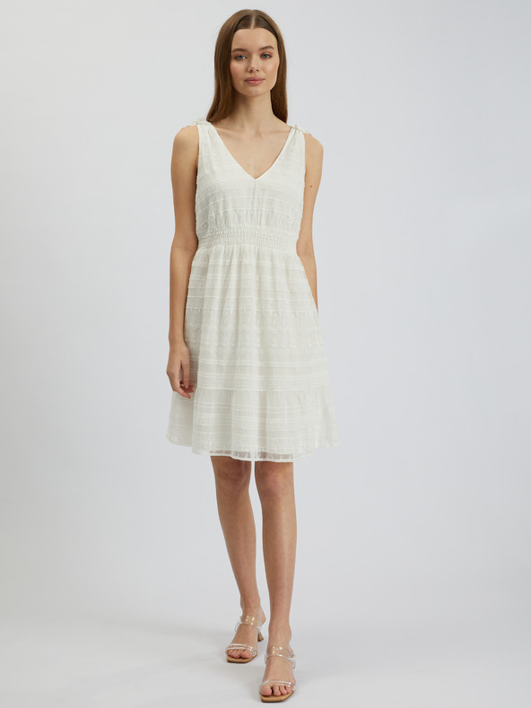 Orsay Bijela ženska čipkasta haljina ORSAY