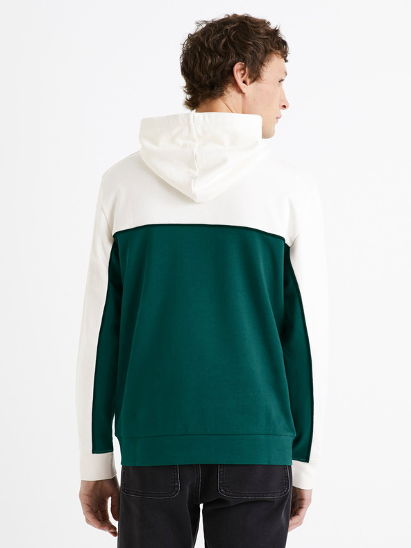 Celio Bijelo-zelena muška pamučna majica Celio Debiding