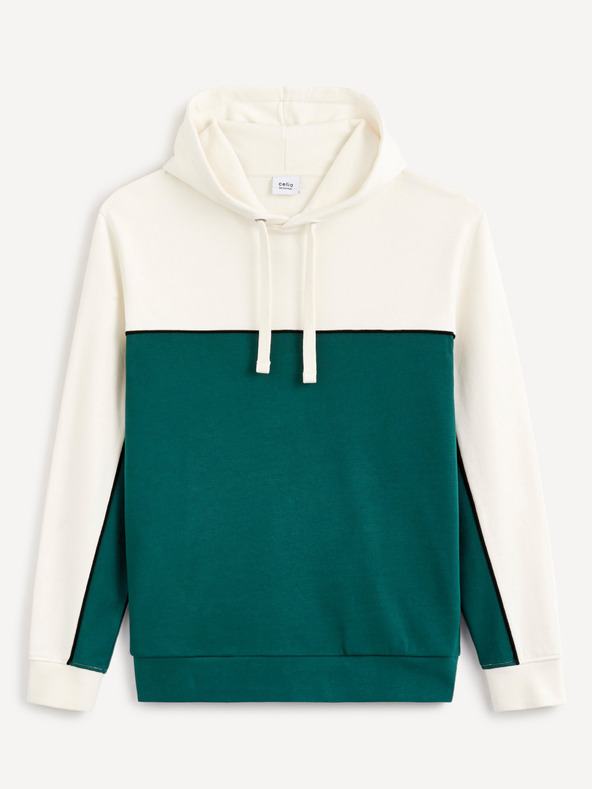 Celio Bijelo-zelena muška pamučna majica Celio Debiding