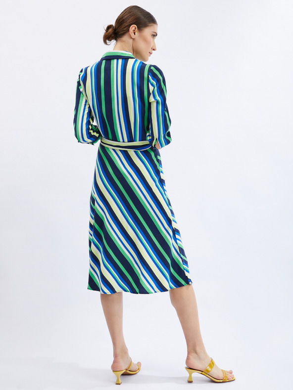 Orsay Zeleno-plava ženska prugasta košulja-haljina ORSAY
