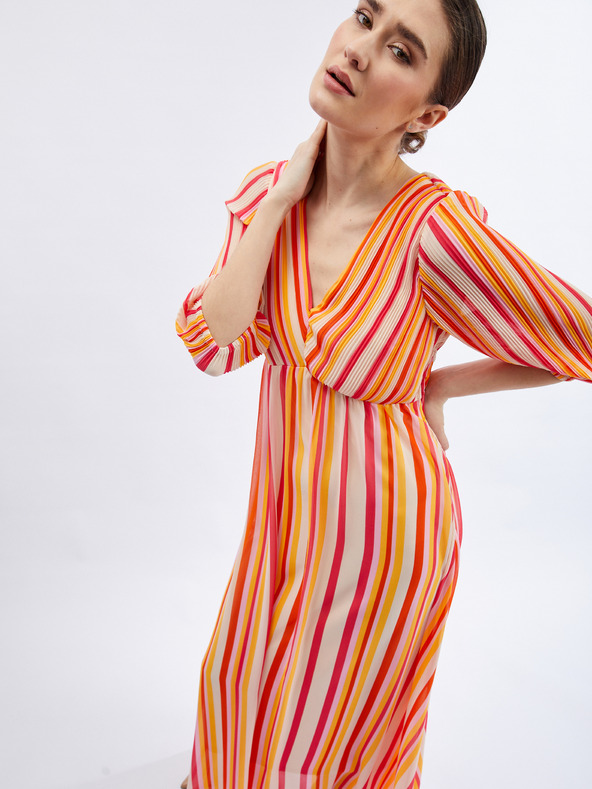 Orsay Ružičasto-narančasta ženska prugasta duga haljina ORSAY