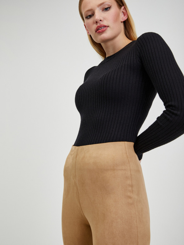 Orsay Svjetlosmeđe ženske hlače od brušene kože ORSAY