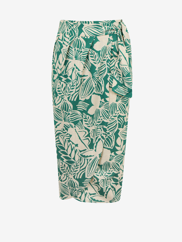 Orsay Krem-zelena ženska suknja na preklop srednje duljine s uzorkom i